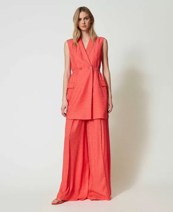TWINSET Milano Abito Corto Doppiopetto Jacquard Rosa Hot