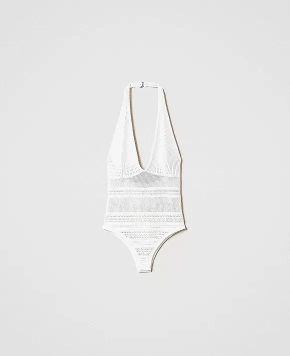 TWINSET Milano Body In Maglia Effetto Pizzo Bianco Store