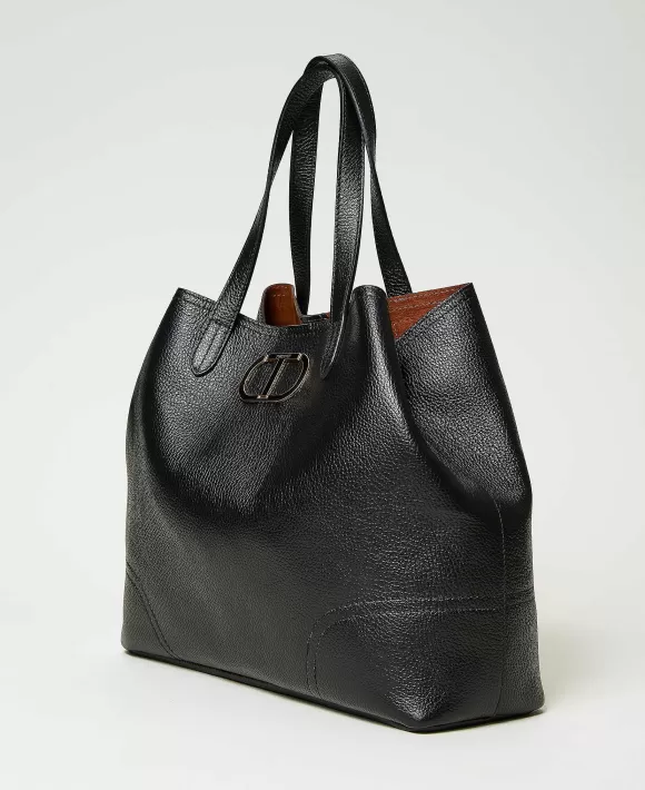 TWINSET Milano Borsa Shopper 'New York' In Pelle Nero Best Sale