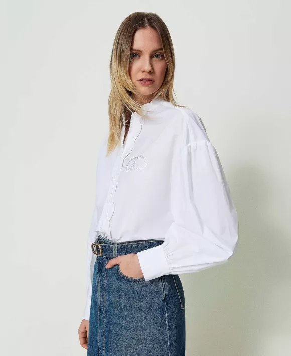 TWINSET Milano Camicia In Popeline Con Smerlo Bianco Online