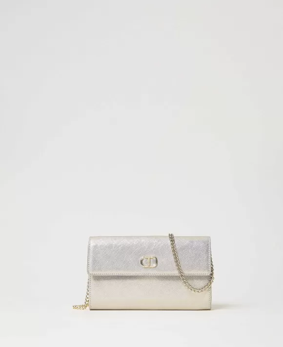 TWINSET Milano Clutch 'Glossy' Effetto Pelle Laminata Grigio Flash Sale