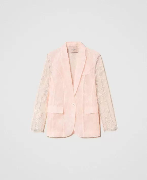 TWINSET Milano Giacca Blazer In Organza E Pizzo Rosa Best Sale