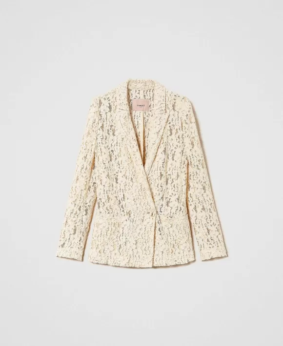 TWINSET Milano Giacca Blazer In Pizzo Macram Bianco Fashion