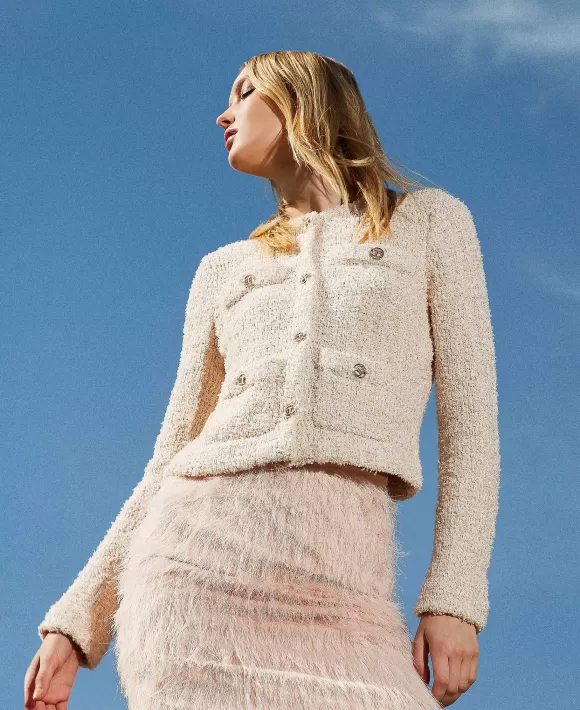TWINSET Milano Giacca In Maglia Boucl Con Bottoni Oval T Rosa Discount