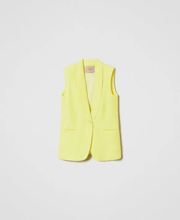 TWINSET Milano Gilet In Misto Lino Giallo Sale