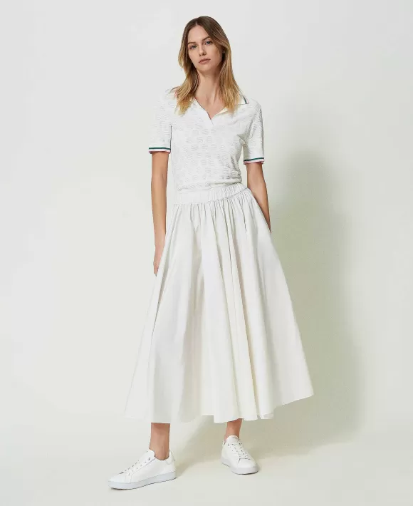 TWINSET Milano Maglia A Polo Con Motivo Geometrico E Righe Bianco Best