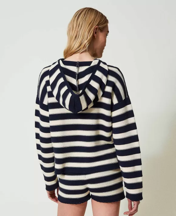 TWINSET Milano Maglia A Righe Bicolore Con Oval T Bianco Best Sale