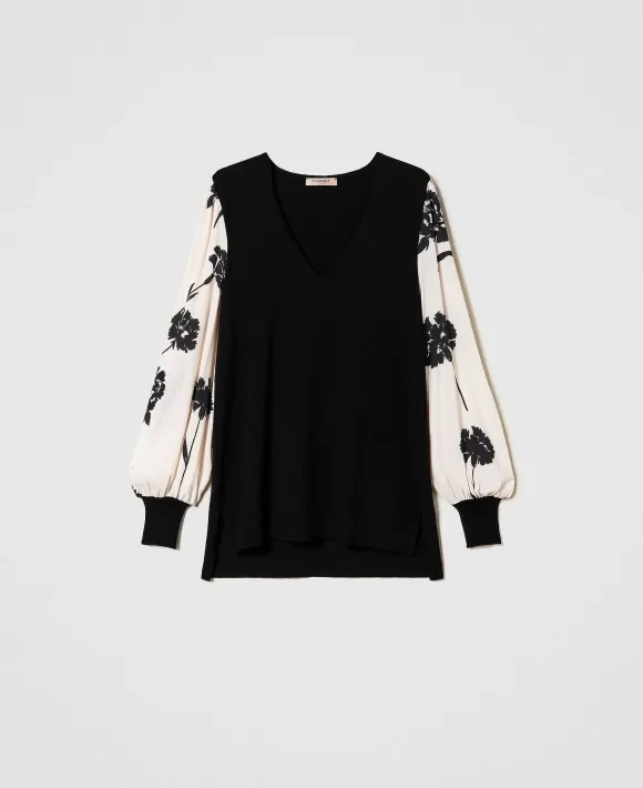 TWINSET Milano Maglia Con Maniche In Cr Pe Stampato Nero Store