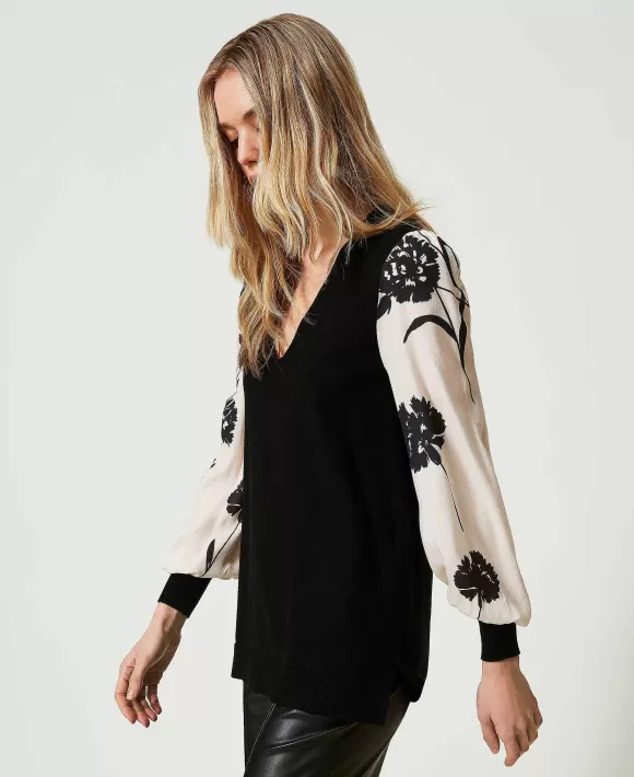 TWINSET Milano Maglia Con Maniche In Cr Pe Stampato Nero Store
