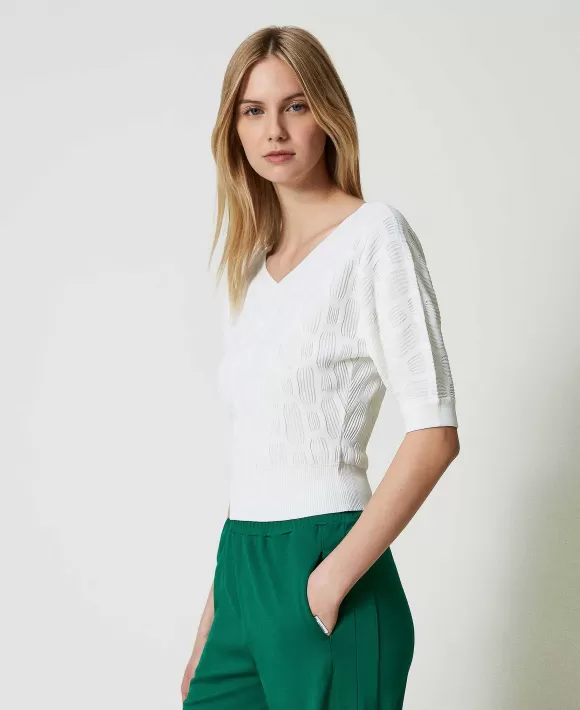 TWINSET Milano Maglia Con Motivo Geometrico Bianco Flash Sale