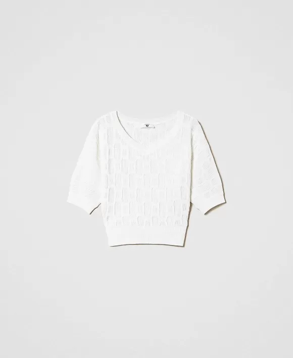 TWINSET Milano Maglia Con Motivo Geometrico Bianco Flash Sale