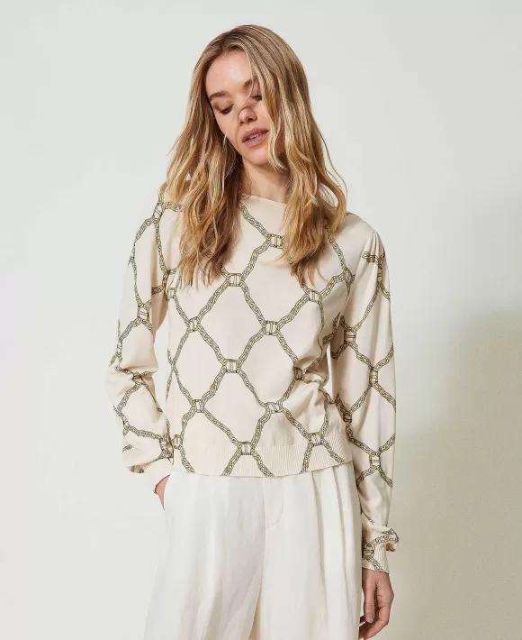 TWINSET Milano Maglia Con Stampa Catene Bianco Store