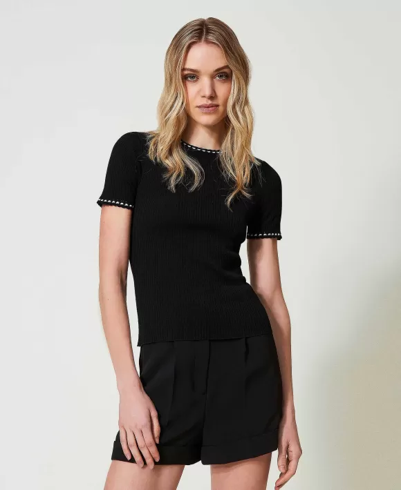 TWINSET Milano Maglia Fitted A Costine Nero Fashion