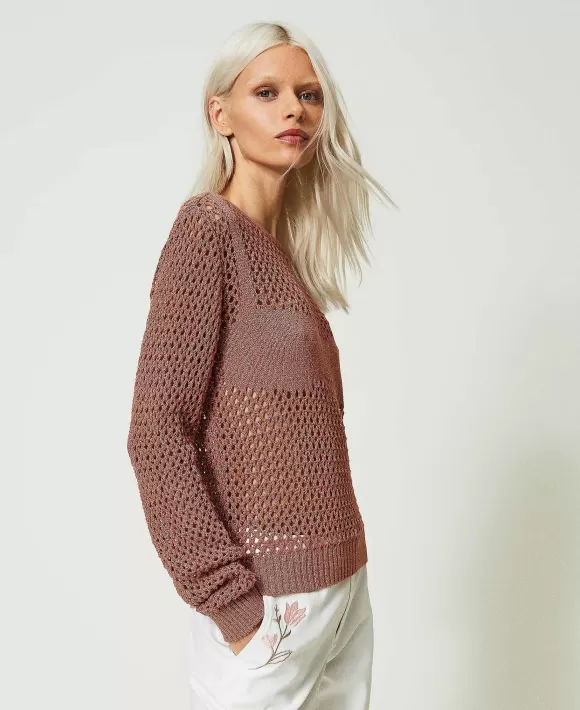TWINSET Milano Maglia In Rete Lurex Marrone Best Sale