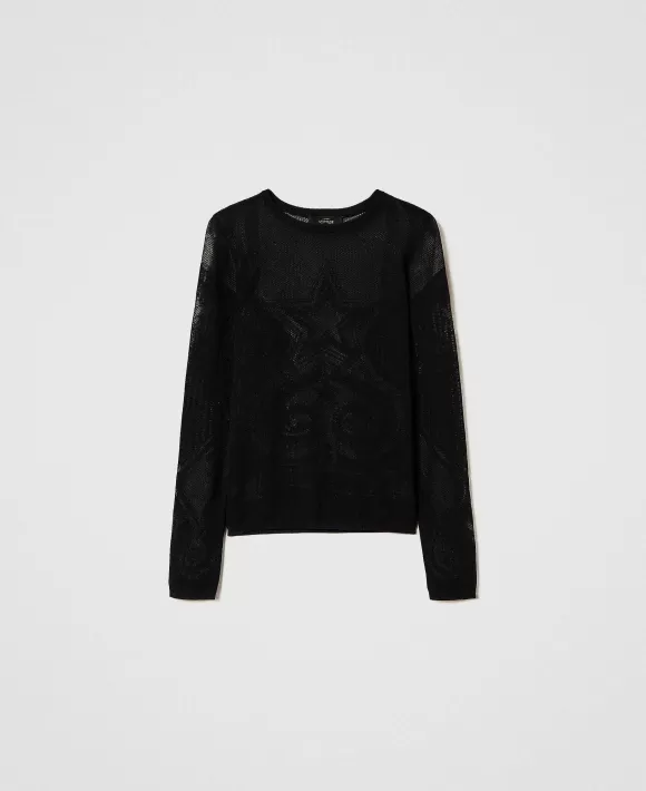 TWINSET Milano Maglia Jacquard Con Stella Nero Sale