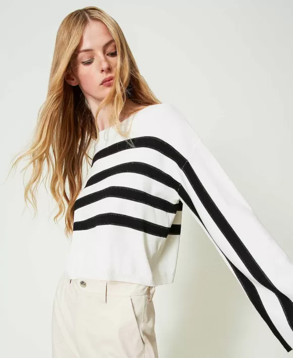 TWINSET Milano Maglia Regular A Righe Nero Sale