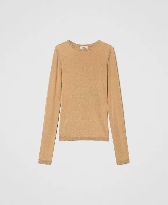 TWINSET Milano Maglia Seamless In Seta Marrone New
