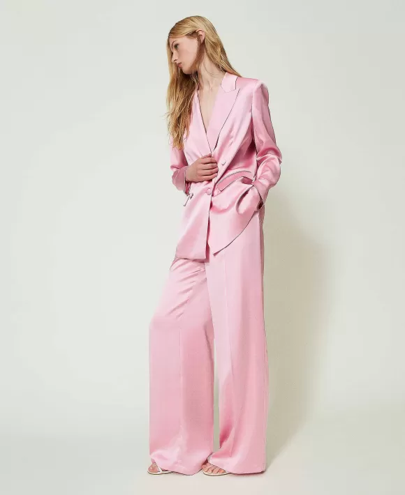 TWINSET Milano Pantaloni A Palazzo In Raso Rosa Sale