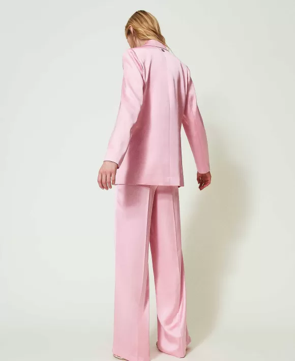 TWINSET Milano Pantaloni A Palazzo In Raso Rosa Sale