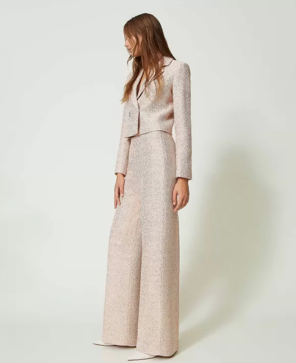 TWINSET Milano Pantaloni In Boucl Lurex Rosa Outlet