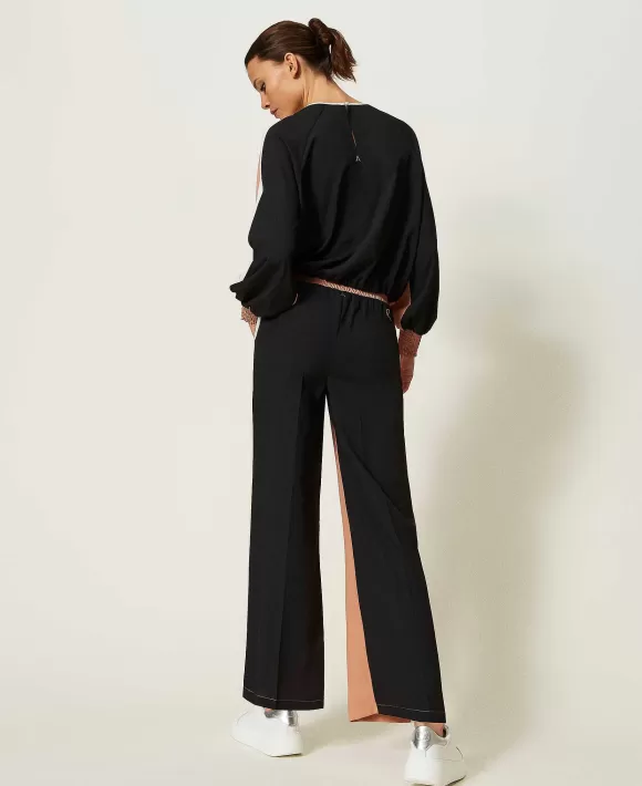 TWINSET Milano Pantaloni In Cr Pe De Chine Con Poliestere Riciclato Marrone Sale