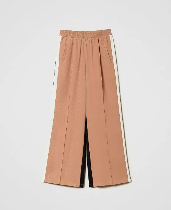 TWINSET Milano Pantaloni In Cr Pe De Chine Con Poliestere Riciclato Marrone Sale