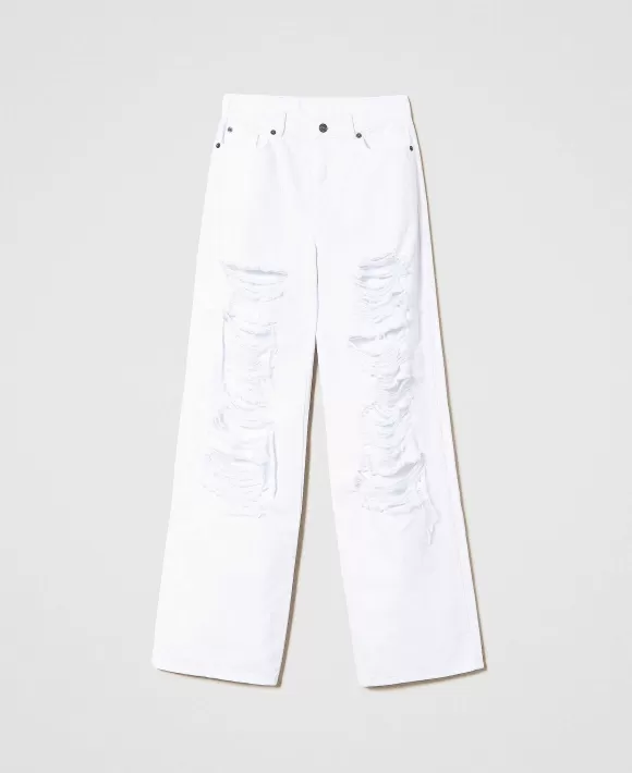 TWINSET Milano Pantaloni Wide Leg In Bull Bianco Store