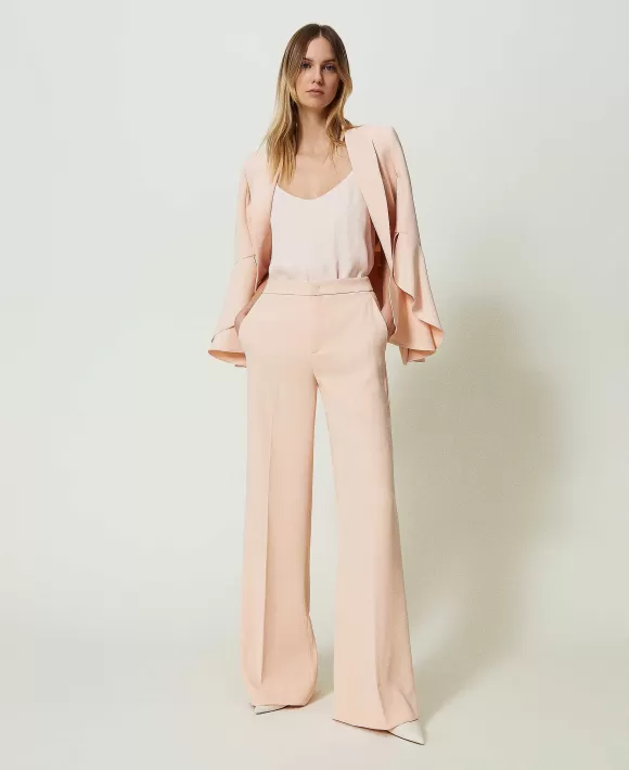 TWINSET Milano Pantaloni Wide Leg In Cr Pe Rosa Hot