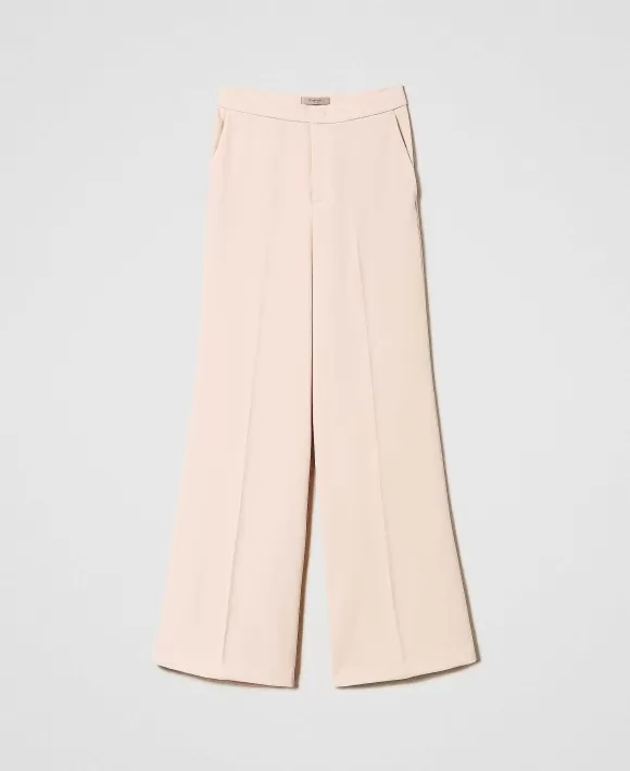 TWINSET Milano Pantaloni Wide Leg In Cr Pe Rosa Hot