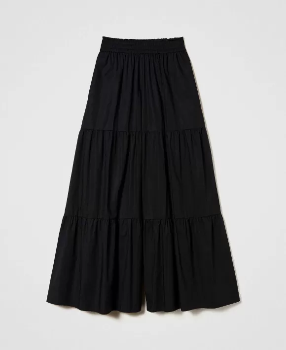 TWINSET Milano Pantaloni Wide Leg In Popeline Nero Hot