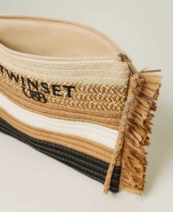 TWINSET Milano Pochette In Paglia Con Frange Marrone Shop