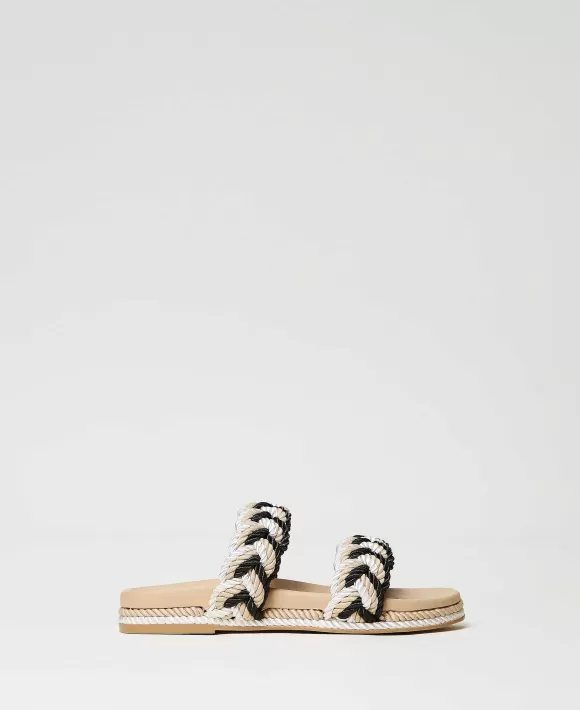 TWINSET Milano Sandali Slide Con Trecce Marrone Outlet