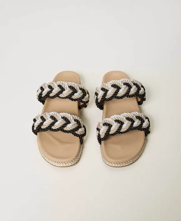 TWINSET Milano Sandali Slide Con Trecce Marrone Outlet