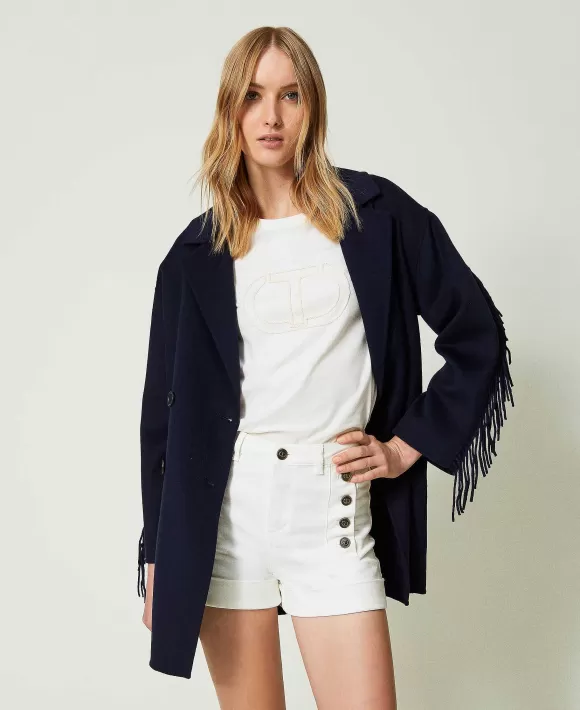 TWINSET Milano Shorts In Jeans Con Bottoni D Cor Bianco Flash Sale