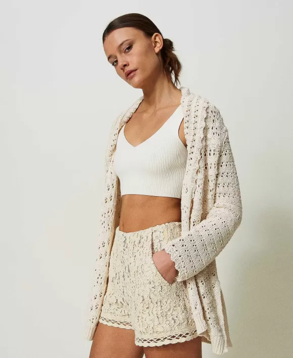 TWINSET Milano Shorts In Pizzo Macram Bianco Sale