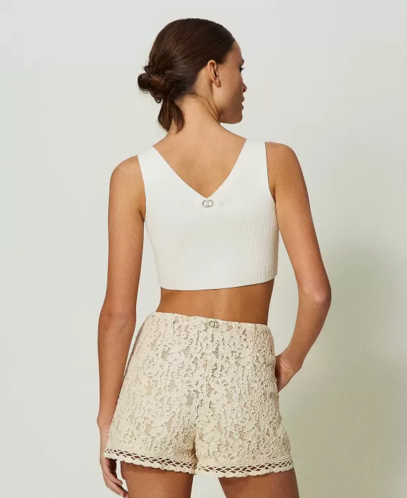 TWINSET Milano Shorts In Pizzo Macram Bianco Sale