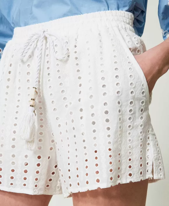 TWINSET Milano Shorts In Sangallo Con Coulisse Bianco Clearance