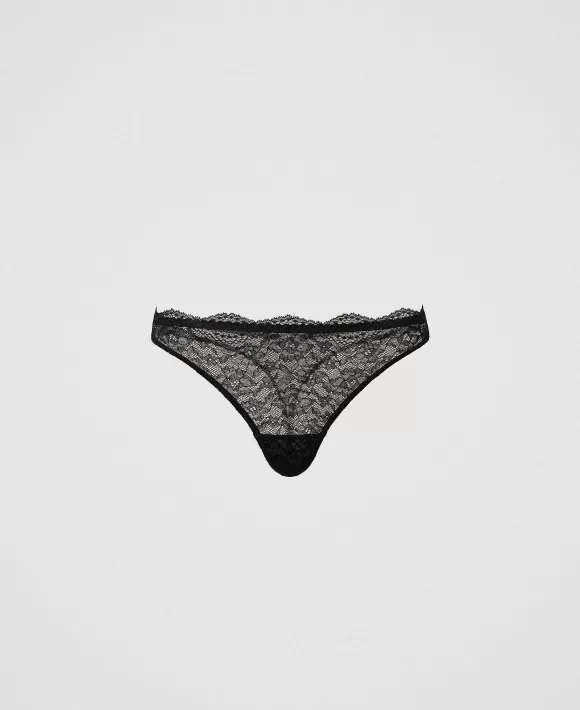 TWINSET Milano Slip Perizoma In Pizzo E Tulle Nero Online
