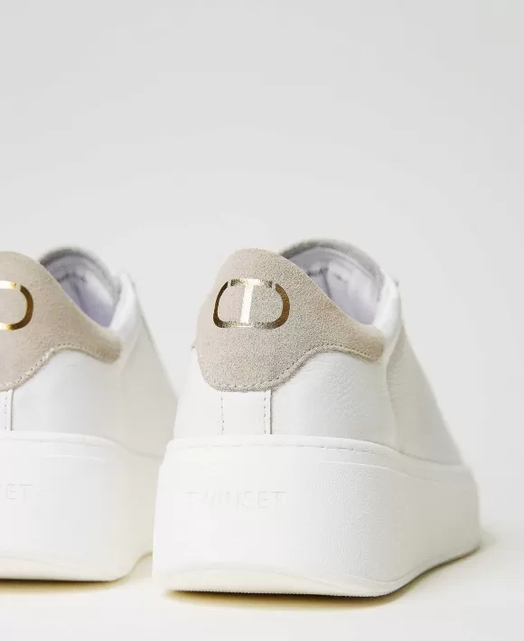 TWINSET Milano Sneakers In Pelle Con Dettaglio A Contrasto Bianco Store