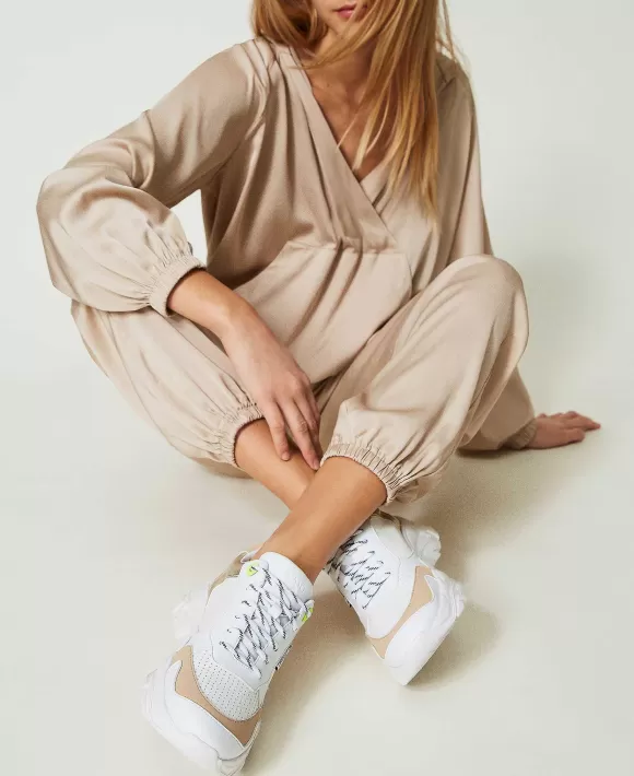 TWINSET Milano Sneakers Running Con Dettagli Laminati Bianco Cheap