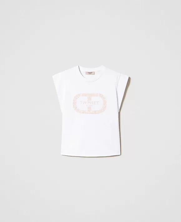 TWINSET Milano T-Shirt Con Oval T E Maniche Ad Aletta Bianco Best
