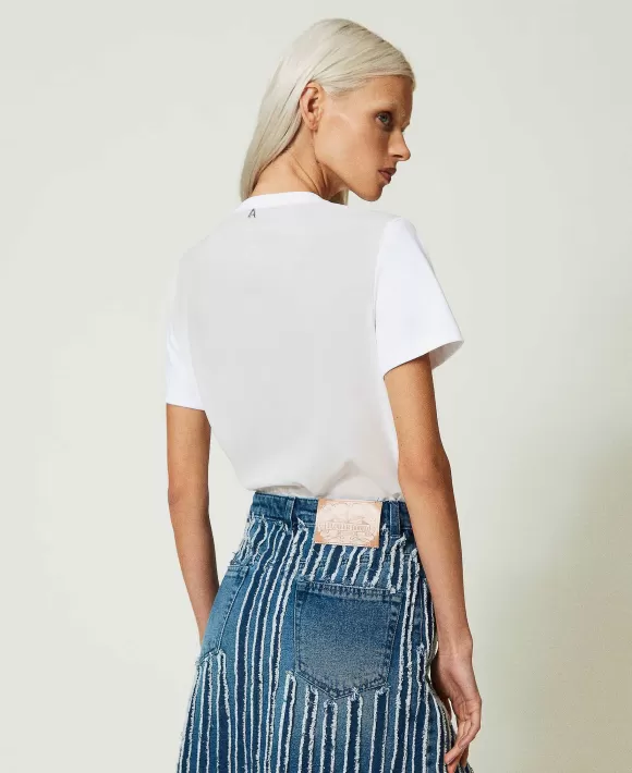 TWINSET Milano T-Shirt Con Stampa E Ricami Bianco Sale